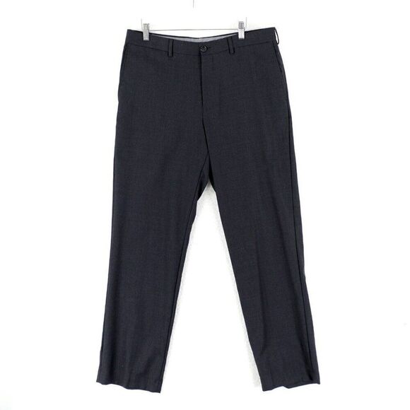 Hart Schaffner Marx Wool Blue Gray‎ Flat Front Mid Rise Dress Pants 35/31 - Picture 1 of 7